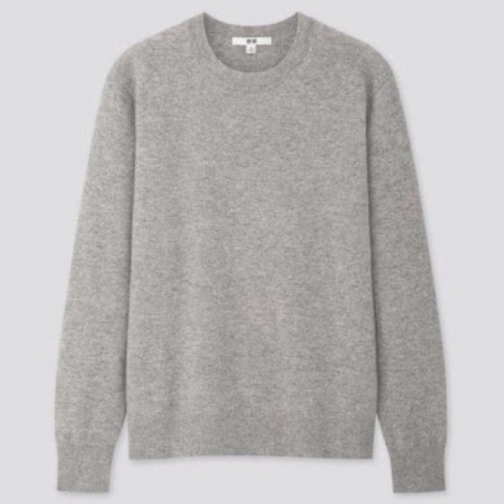 Uniqlo 100% Cashmere Grey Crewneck Sweater - L
